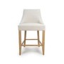 Ivory Fabric Kitchen Stool with Back and Oak Legs - Kya