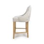 Ivory Fabric Kitchen Stool with Back and Oak Legs - Kya