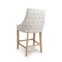 Ivory Fabric Kitchen Stool with Back and Oak Legs - Kya