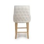 Ivory Fabric Kitchen Stool with Back and Oak Legs - Kya