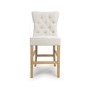 Ivory Linen Kitchen Stool with Buttoned High Back - Alice