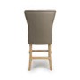 Taupe Faux Leather Kitchen Stool with Buttoned High Back - Alice