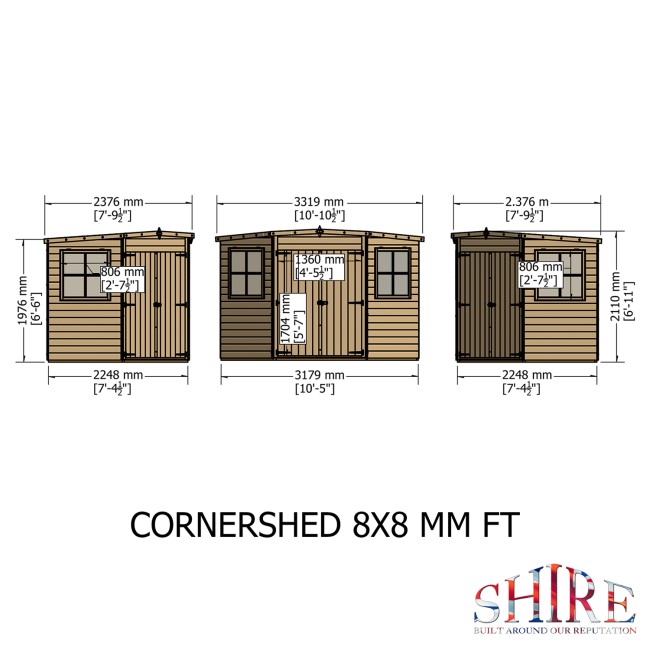 Shire Corner Shed 8x8 ft Pressure Treated