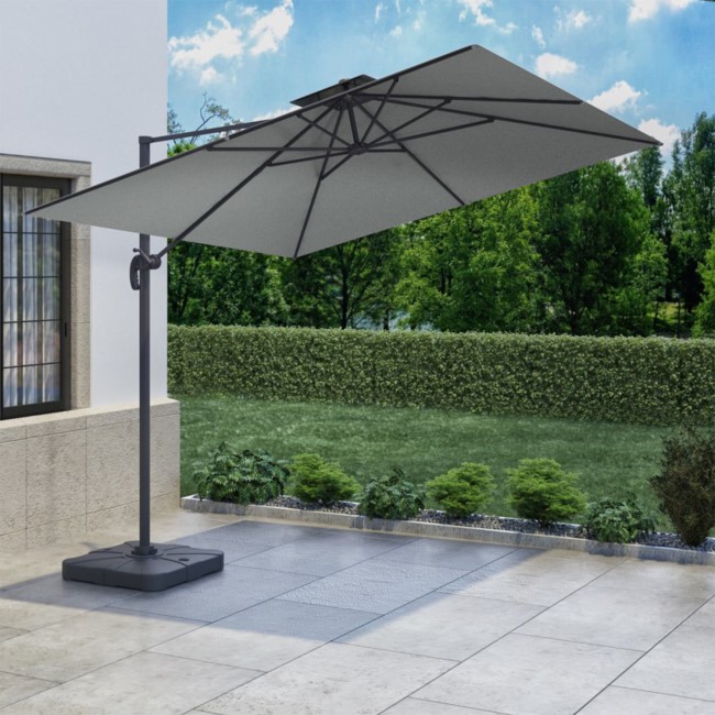 3x3m Grey Square Cantilever Parasol with Base and Cover Included  - Como