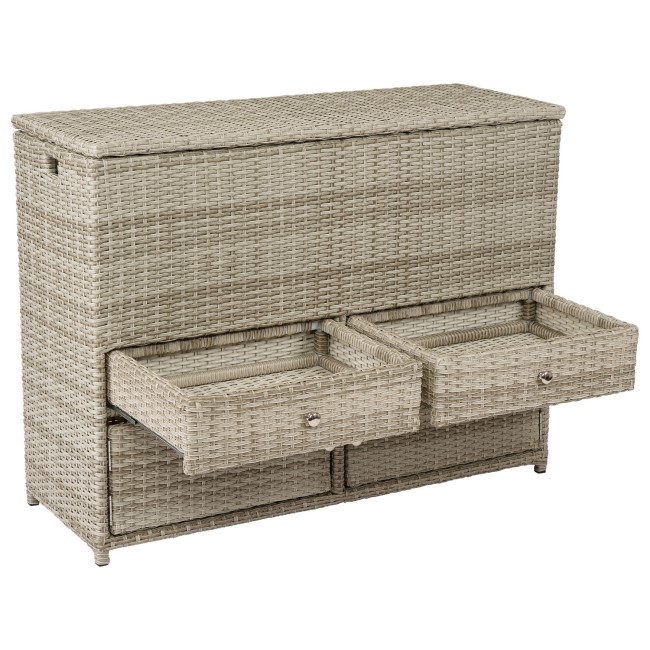 Grey 62 Litre Rattan Double Cooler Box - Aspen