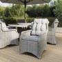 6 Seater Grey Round Rattan Garden Dining Set with Lazy Susan and Parasol - Aspen