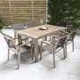 6 Seater Wood Effect & Aluminium Stackable Garden Dining Set - Como