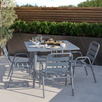 4 Seater Grey Aluminium Garden Dining Set - Como 