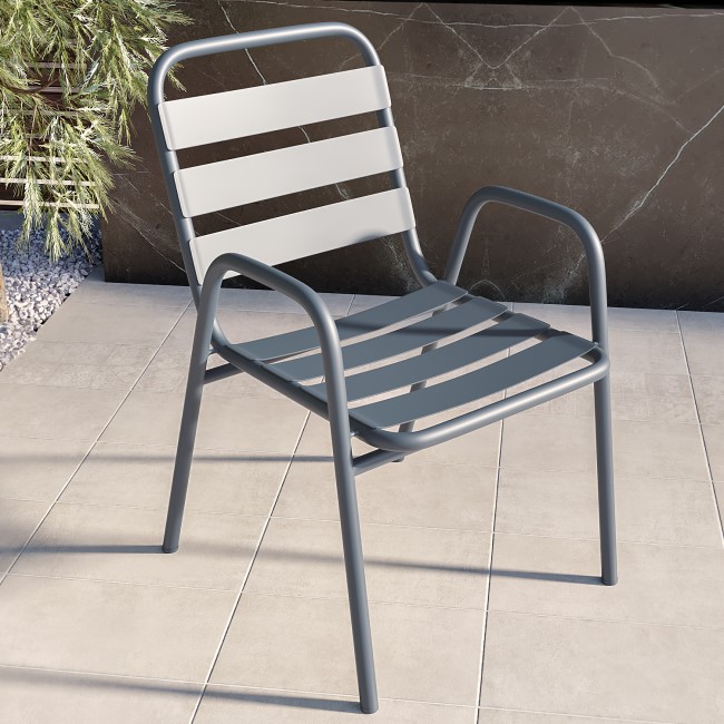 4 Seater Grey Aluminium Garden Dining Set - Como 