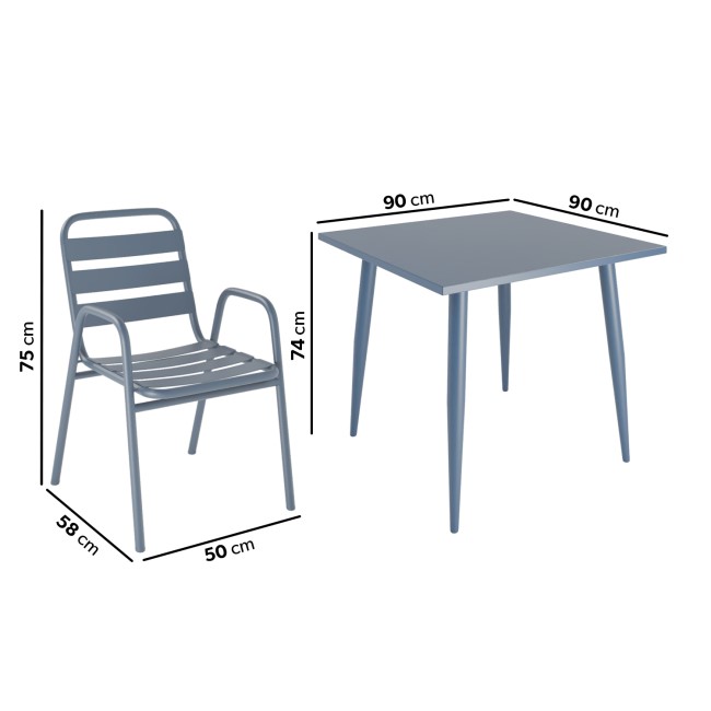 4 Seater Grey Aluminium Garden Dining Set - Como 