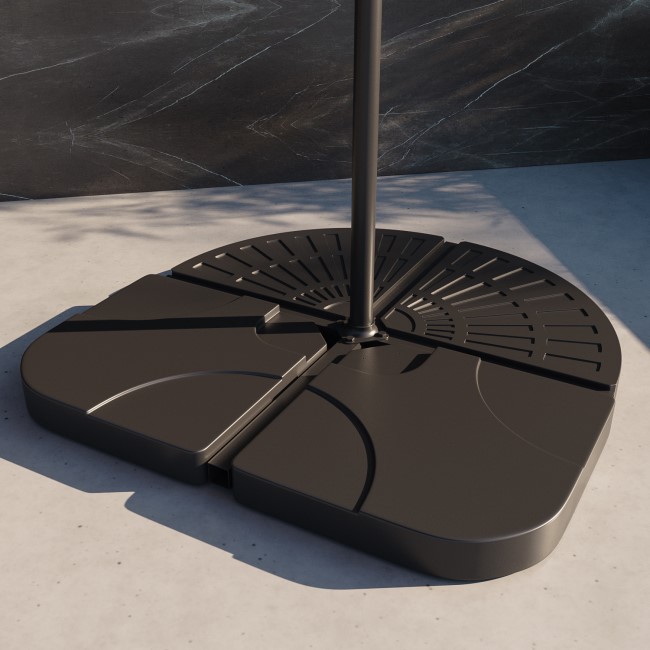 Black Aluminium and Round Beige Parasol with Weighted Base and Cover - Fortrose