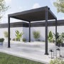 Heavy Duty Black Aluminium Pergola with Louvered Shutter Roof 3 x 3m - Como