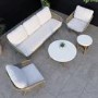 5 Seater Rope and Acacia Garden Sofa Set with Terrazzo Coffee Tables - Aspen