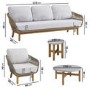 5 Seater Rope and Acacia Garden Sofa Set with Terrazzo Coffee Tables - Aspen