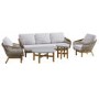 5 Seater Rope and Acacia Garden Sofa Set with Terrazzo Coffee Tables - Aspen