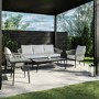 ONLY OPENED - 5 Seater Cream Rope and Black Metal Garden Sofa Set with Coffee Tables - Aspen