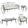 ONLY OPENED - 5 Seater Cream Rope and Black Metal Garden Sofa Set with Coffee Tables - Aspen