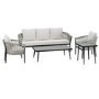 ONLY OPENED - 5 Seater Cream Rope and Black Metal Garden Sofa Set with Coffee Tables - Aspen