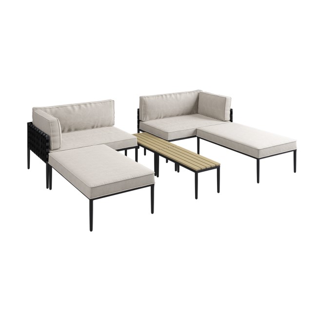 4 Seater Modular Sun Lounger Set with Dual Coffee Tables