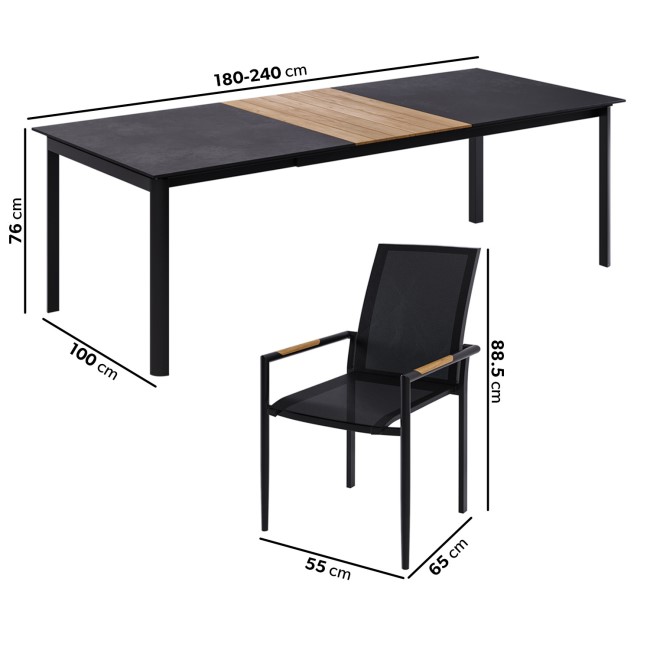 8 Seater Aluminium Extendable Dining Table with Matching Chairs - Aspen