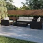 5 Seater Thick Weave Black Rattan Garden Sofa Set with Armchairs & Coffee Table - Aspen