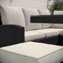 8 Seater Black Rattan Corner Garden Dining Set with Firepit Table - Aspen