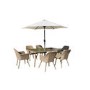 6 Seater Rattan Outdoor Dining Set with Parasol Included - Fortrose