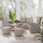 6 Seater Light Rattan Sofa Set with Glass Top Coffee Table - Fortrose