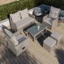 6 Seater Light Rattan Sofa Set with Glass Top Coffee Table - Fortrose