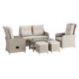 6 Seater Light Rattan Sofa Set with Glass Top Coffee Table - Fortrose