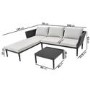 4 Seater Black Rattan Outdoor Corner Sofa Set with Chaise Longue and Coffee Table