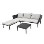 4 Seater Black Rattan Outdoor Corner Sofa Set with Chaise Longue and Coffee Table