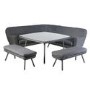 6 Seater Dark Grey Rattan Corner Dining Set with 2 Benches - Como