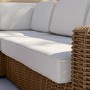 ONLY OPENED - 5 Seater Thick Light Rattan Corner Sofa Set with Griege Cushions - Como