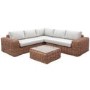 ONLY OPENED - 5 Seater Thick Light Rattan Corner Sofa Set with Griege Cushions - Como