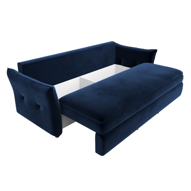 Navy Velvet Futon Sofa Bed - Seats 3 - Gaia