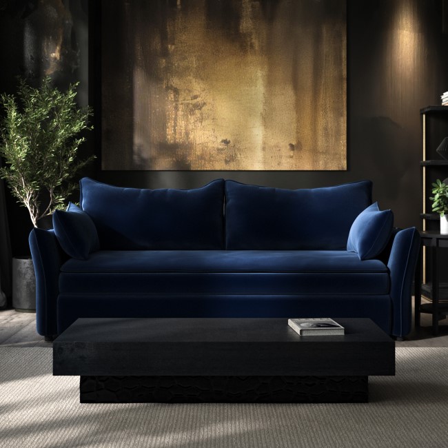 Navy Velvet Futon Sofa Bed - Seats 3 - Gaia