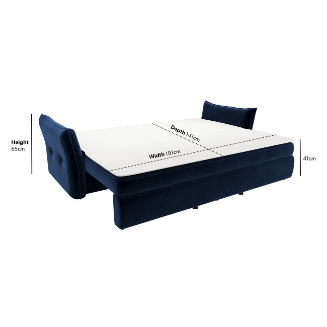 Navy Velvet Futon Sofa Bed - Seats 3 - Gaia