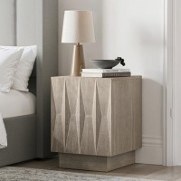 Light Mango Wood Patterned Bedside Cabinet - Gabriel