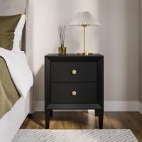 Black 2-Drawer Bedside Table - Georgie