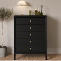 Black Chest of 5 Drawers - Georgie