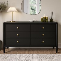 Wide Black Chest of 6 Drawers - Georgie