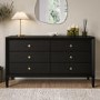 Wide Black Chest of 6 Drawers - Georgie