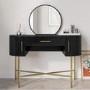 Black Marble Top Dressing Table with Mirror and Storage Drawers - Gigi