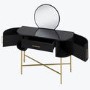 Black Marble Top Dressing Table with Mirror and Storage Drawers - Gigi