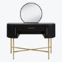 Black Marble Top Dressing Table with Mirror and Storage Drawers - Gigi