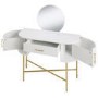 White and Gold Dressing Table with Mirror and Storage Drawers - Gigi