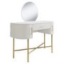 White and Gold Dressing Table with Mirror and Storage Drawers - Gigi