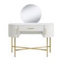 White and Gold Dressing Table with Mirror and Storage Drawers - Gigi