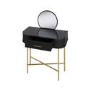 Small Black Marble Top Dressing Table With Mirror And Storage Drawer - Gigi